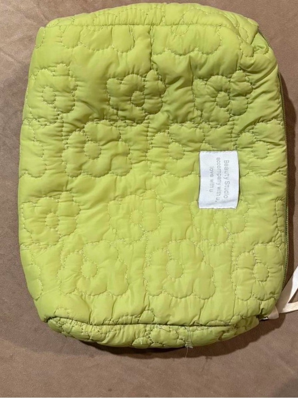 Quilted Lime Green Pouch Bag